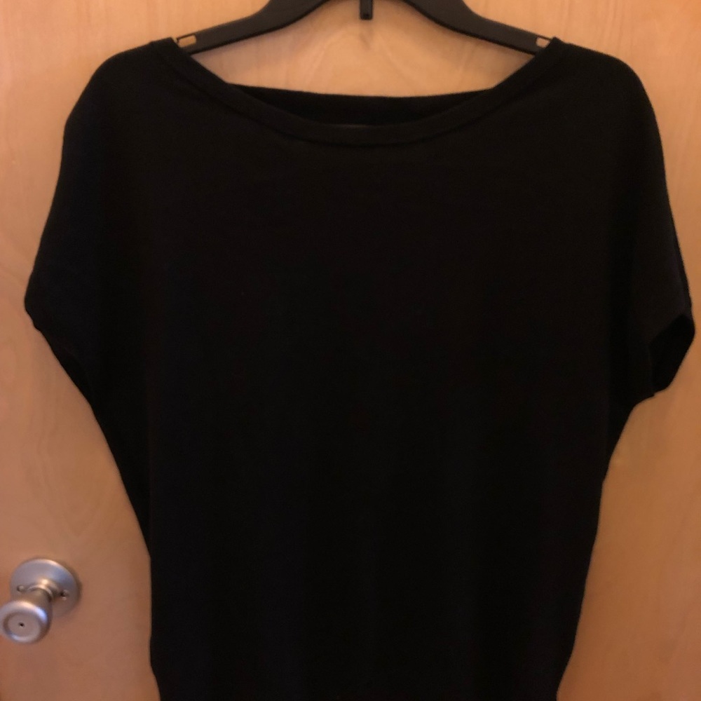 Loft top scoop neck & crisscross open back blouse